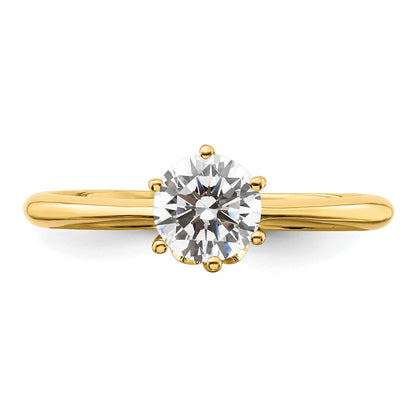 14K Yellow Gold (Holds 3/4 carat (5.80 mm) Round) 4-Prong with .02 carat Diamond Leaf Design Semi-Mount Engagement Ring