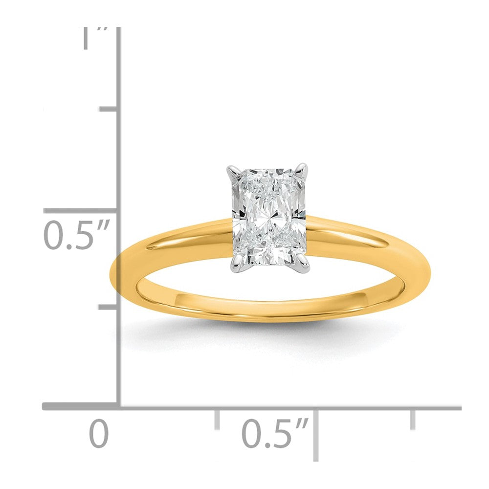 14K Two-Tone Gold Two-tone 3/4 carat Lab Grown Diamond VS+ F+ Radiant Solitaire Complete Engagement Ring
