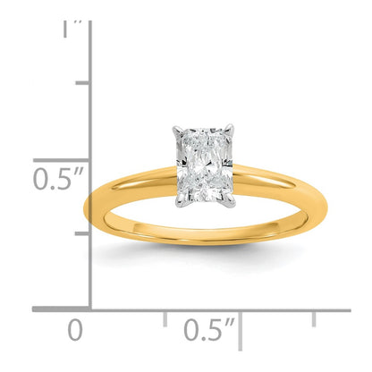 14K Two-Tone Gold Two-tone 3/4 carat Lab Grown Diamond VS+ F+ Radiant Solitaire Complete Engagement Ring