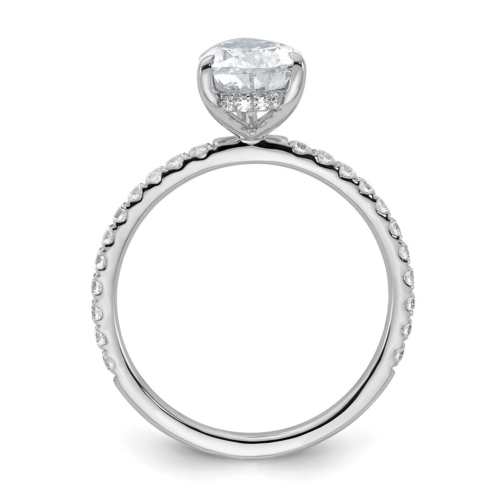 14K White Gold 2 carat Certified Lab Grown Diamond VS/SI+ G+ Pear Complete Solitaire with Flair Engagement Ring