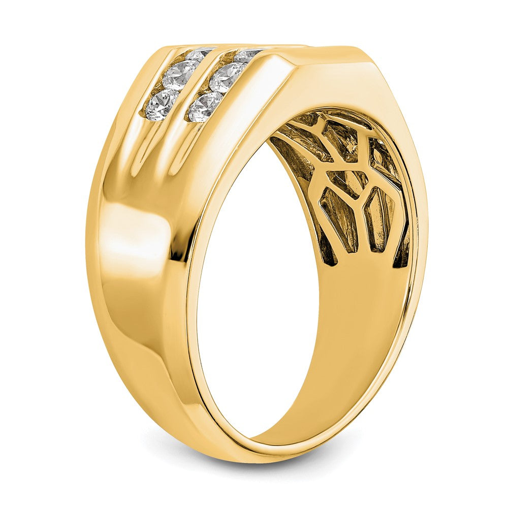 True Origin 14K Yellow Gold Men's 1/2 carat Lab Grown Diamond VS+ F+ Complete Double Channel Wedding Band Ring