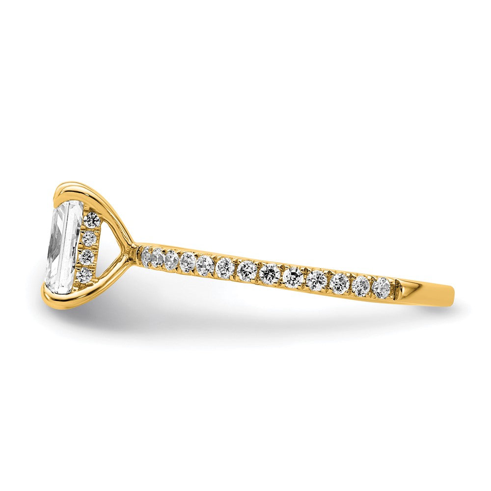 14K Yellow Gold 1 1/3 carat Certified Lab Grown Diamond VS/SI+ G+ Radiant Complete Solitaire with Flair Engagement Ring