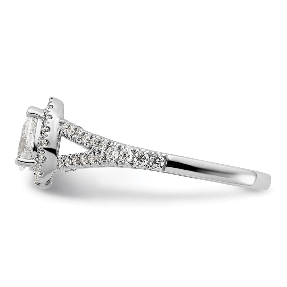 14K White Gold Halo Plus (Holds 1/2 carat (6x4mm) Pear Center) 3/8 carat Diamond Semi-mount Engagement Ring