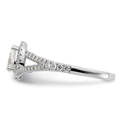 14K White Gold Halo Plus (Holds 1/2 carat (6x4mm) Pear Center) 3/8 carat Diamond Semi-mount Engagement Ring