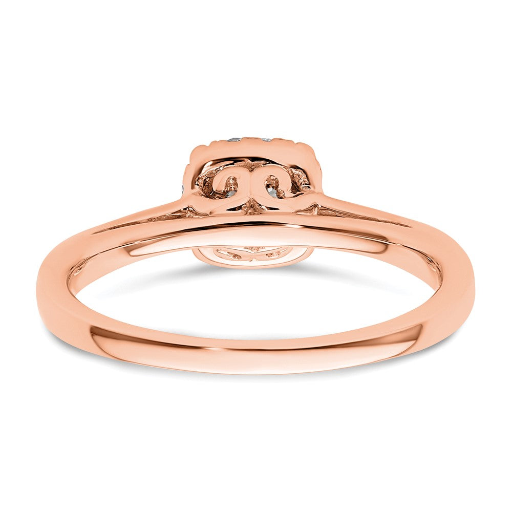 14K Rose Gold Halo (Holds 1/4 carat (4.1mm) Round Center) 1/8 carat Diamond Semi-mount Engagement Ring