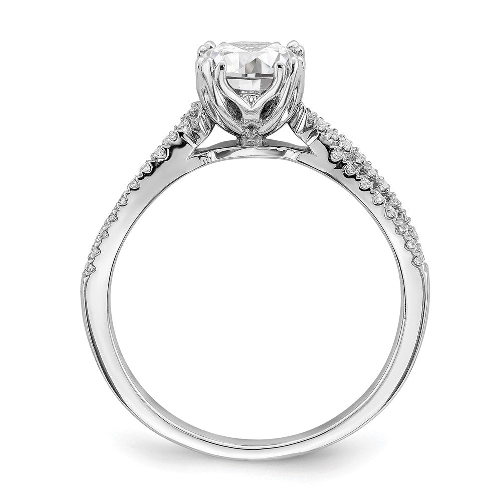 14K White Gold Criss-Cross (Holds 1 carat (6.5mm) Round Center) 1/5 carat Diamond Semi-Mount Engagement Ring