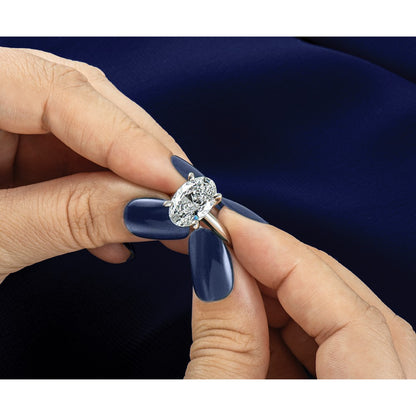 14K White Gold 3 carat Lab Grown Diamond VS+ F+ Oval Complete Solitaire Engagement Ring