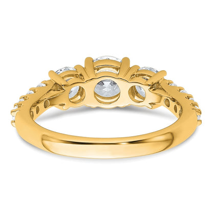 True Origin 14K Yellow Gold 2 carat Lab Grown Diamond VS+ F+ Complete Round Three Stone Ring