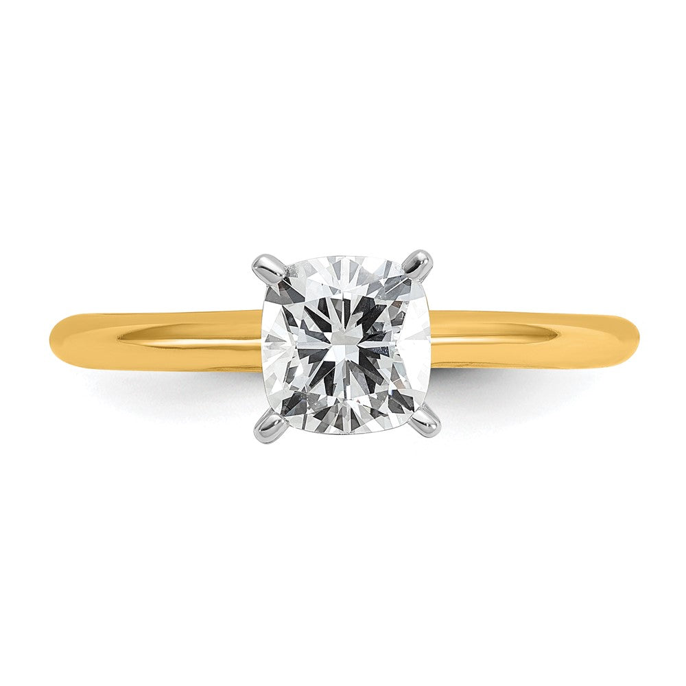 14K Two-Tone Gold Two-tone 1 carat Lab Grown Diamond VS+ F+ Cushion Complete Solitaire Engagement Ring