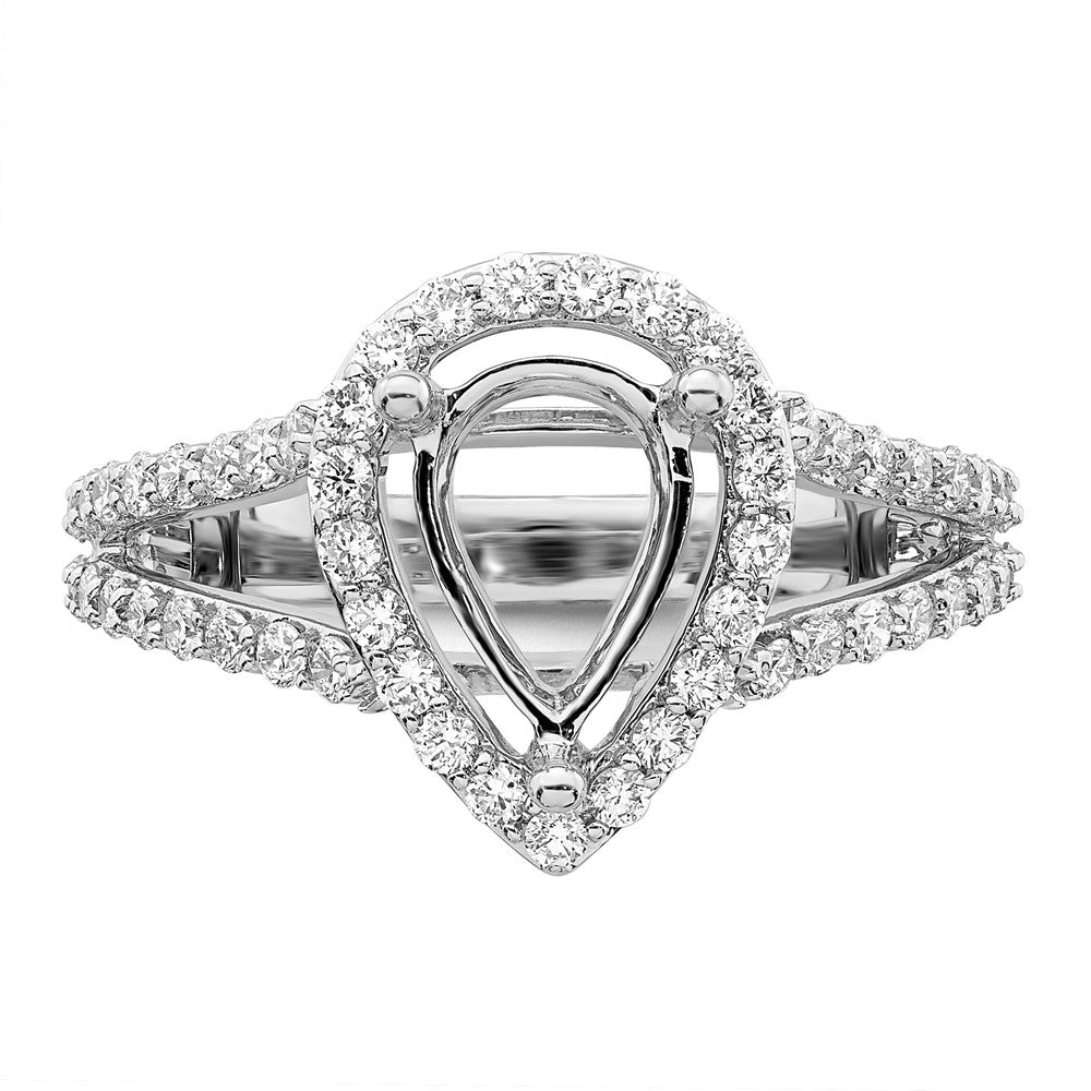 True Origin 14K White Gold 5/8 carat Lab Grown Diamond VS+ F+ Semi-Mount Pear Halo Engagement Ring