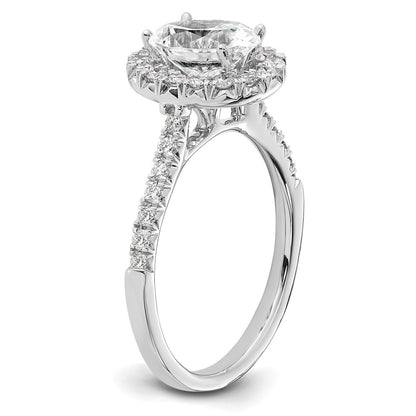 True Origin 14K White Gold 1/2 carat Lab Grown Diamond VS+ F+ Semi-Mount Oval Halo Engagement Ring