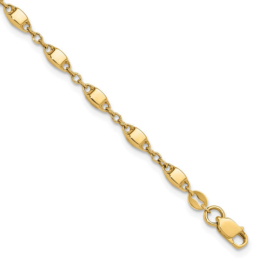 14K Yellow Gold Polished Fancy Square Link 7.5 Inch Bracelet