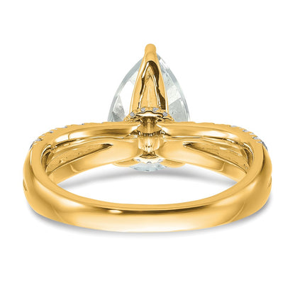 True Origin 14K Yellow Gold 2 5/8 carat Lab Grown Diamond VS+ F+ Complete Pear Engagement Ring
