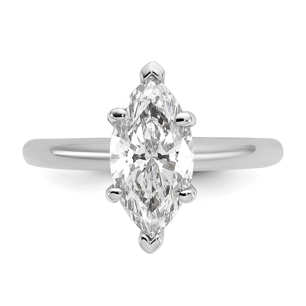 14K White Gold 2 carat Certified Lab Grown Diamond VS+ F+ Marquise Solitaire Complete Engagement Ring