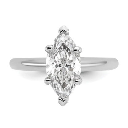 14K White Gold 2 carat Certified Lab Grown Diamond VS+ F+ Marquise Solitaire Complete Engagement Ring