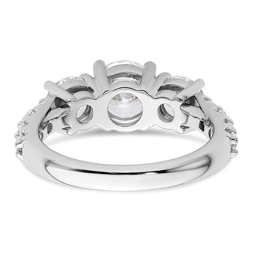 14K White Gold 3 carat Lab Grown Diamond VS/SI+ G+ Round Complete Three Stone Engagement Ring
