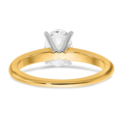14K Two-Tone Gold 1 carat Lab Grown Diamond VS+ F+ Oval Complete Solitaire Engagement Ring