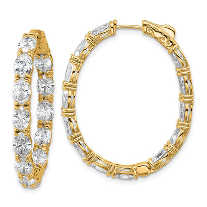 14K Yellow Gold 8 5/8 carat Lab Grown Diamond VS+ F+ Oval and Round Complete In and Out Hoop Earrings
