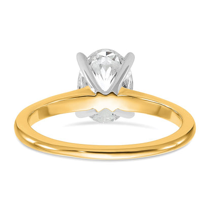 14K Two-Tone Gold 1 1/2 carat Lab Grown Diamond VS+ F+ Oval Complete Solitaire Engagement Ring