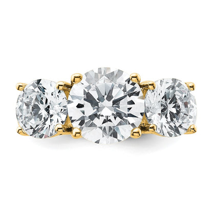 True Origin 14K Yellow Gold 5 carat Lab Grown Diamond VS+ F+ Complete Round Three Stone Ring