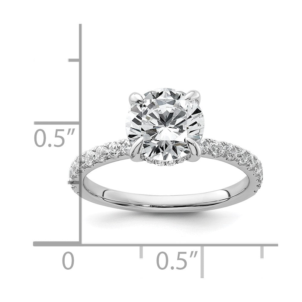 14K White Gold 2 3/8 carat Certified Lab Grown Diamond VS/SI+ G+ Round Complete Solitaire with Flair Engagement Ring
