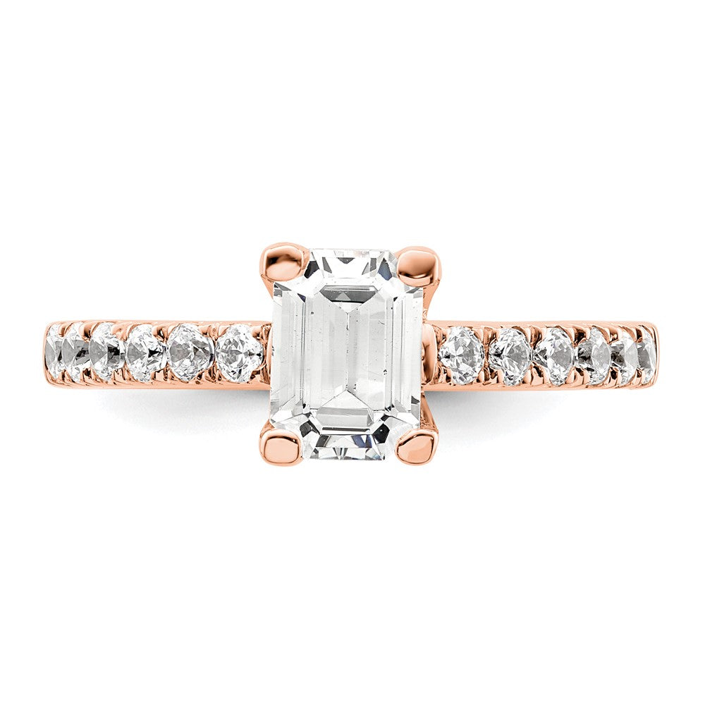 True Origin 14K Rose Gold 3/8 carat Lab Grown Diamond VS+ F+ Semi-Mount Emerald Engagement Ring