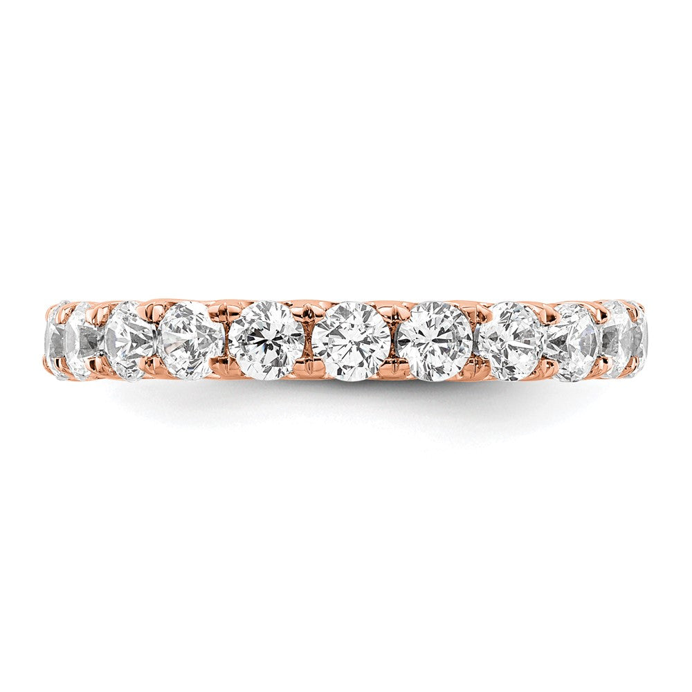 14K Rose Gold Polished Size 6 U-Shared Prong 2 carat Diamond Complete Eternity Wedding Band Ring
