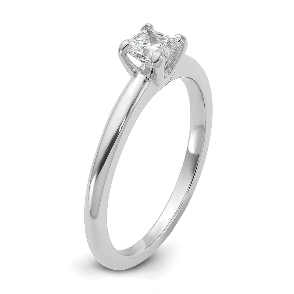 14K White Gold 1/2 carat Certified Lab Grown Diamond VS+ F+ Princess Complete Solitaire Engagement Ring
