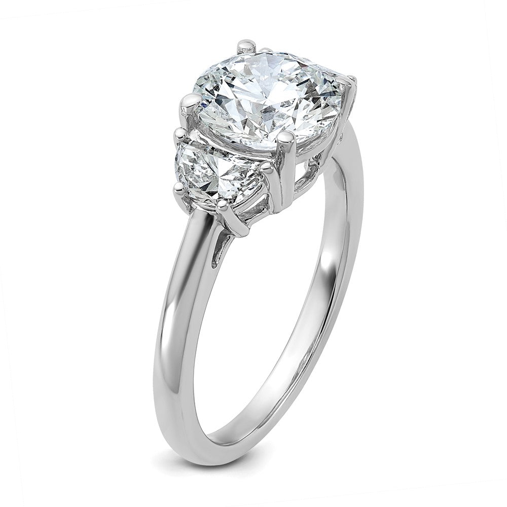 14K White Gold 2 1/2 carat Certified Lab Grown Diamond VS/SI+ G+ Round Complete Three Stone Engagement Ring