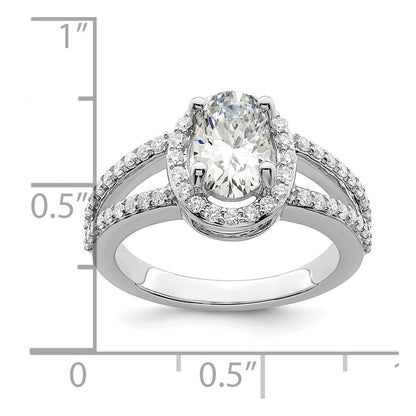 14K White Gold Halo Plus (Holds 2 carat (9.5x7.0mm) Oval Center) 1/2 carat Diamond Semi-Mount Engagement Ring