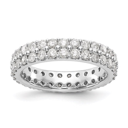 14K White Gold Polished Round 2CT Double Row Diamond Eternity Wedding Band Ring