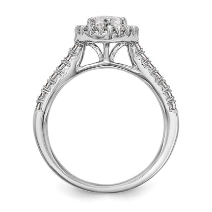 True Origin 14K White Gold 1/2 carat Lab Grown Diamond VS+ F+ Semi-Mount Marquise Halo Engagement Ring