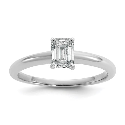 14K White Gold 3/4 carat Lab Grown Diamond VS+ F+ Emerald Solitaire Complete Engagement Ring