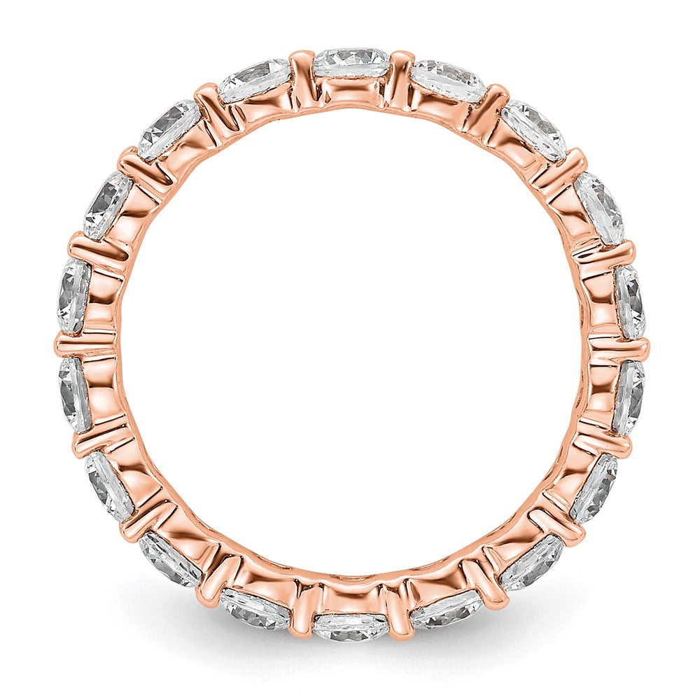 14K Rose Gold Polished Size 5.5 Shared Prong 2 carat Diamond Complete Eternity Wedding Band Ring