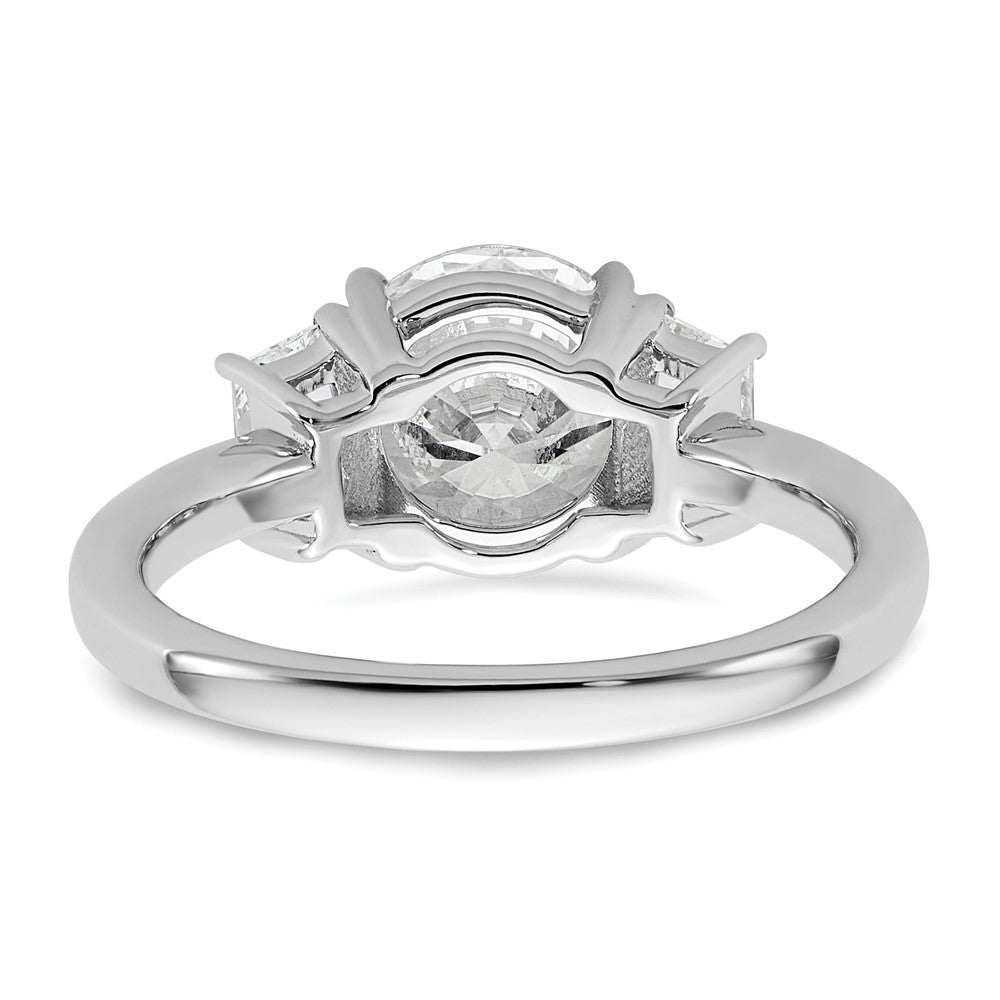 14K White Gold 1/2 carat Lab Grown Diamond VS+ F+ Trapezoid Sidestones Holds 2 carat Round Center Semi Mount Engagement Ring