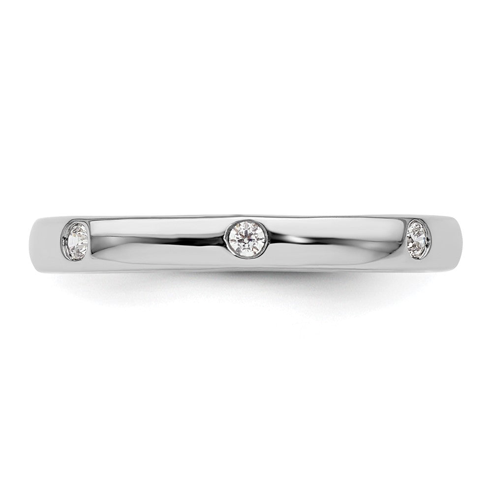 14K White Gold Polished Size 5.5 Bezel-set 1/10 carat Diamond Complete Eternity Wedding Band Ring