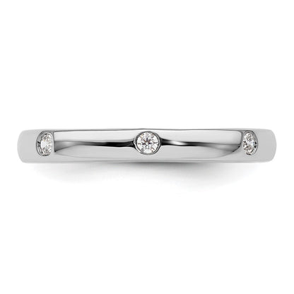 14K White Gold Polished Size 5.5 Bezel-set 1/10 carat Diamond Complete Eternity Wedding Band Ring
