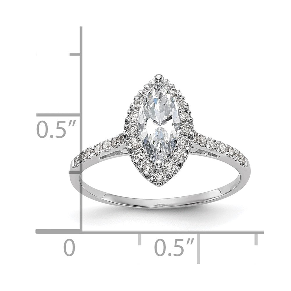 14K White Gold Halo (Holds 1 carat (10x5mm) Marquise Center) 1/4 carat Diamond Semi-mount Engagement Ring
