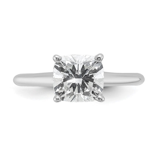 14K White Gold 2 carat Lab Grown Diamond VS+ F+ Cushion Complete Solitaire Engagement Ring