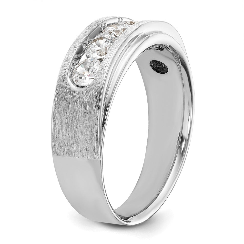 IBGoodman 14K White Gold 1 carat Lab Grown Diamond VS+ F+ Complete Polished and Brushed Five Stone Men's Wedding Band Ring