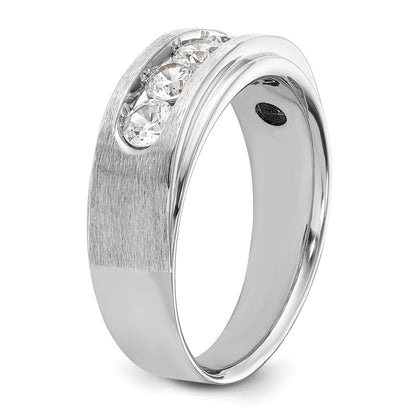 IBGoodman 14K White Gold 1 carat Lab Grown Diamond VS+ F+ Complete Polished and Brushed Five Stone Men's Wedding Band Ring