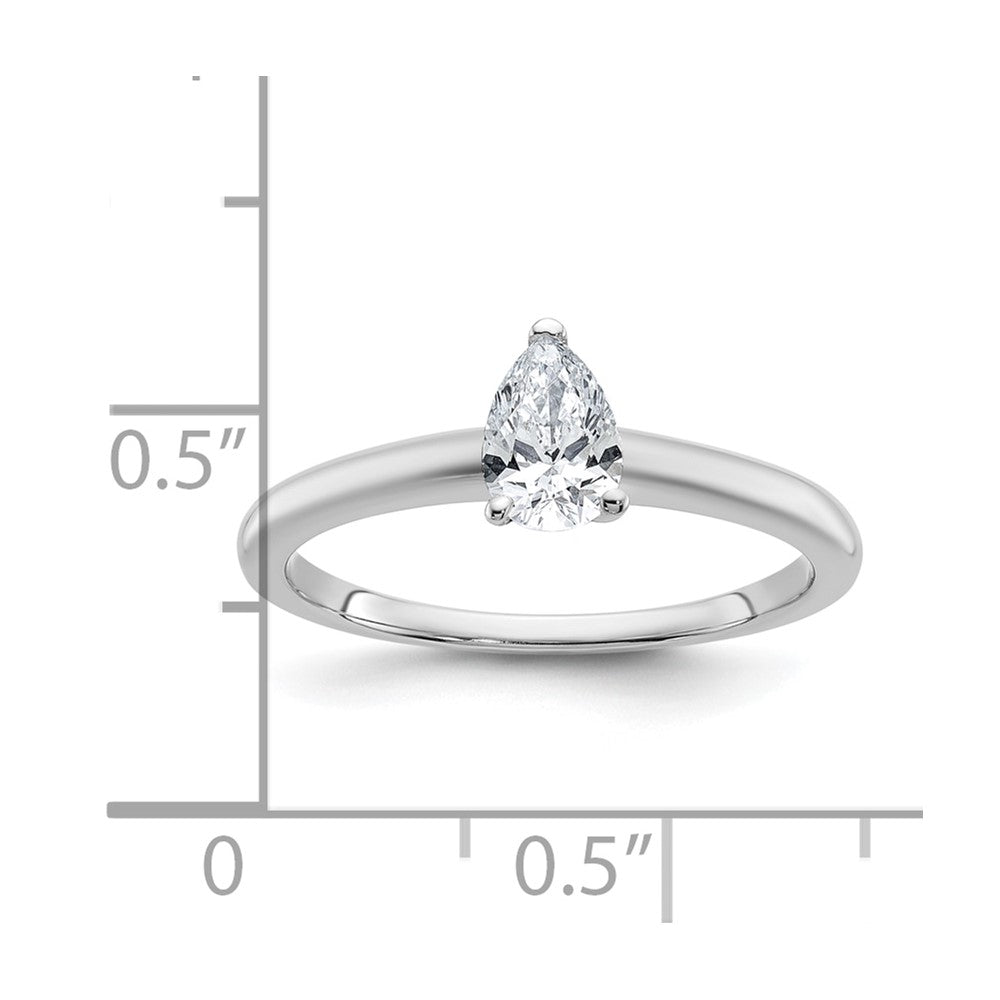 14K White Gold 1/2 carat Certified Lab Grown Diamond VS+ F+ Pear Solitaire Complete Engagement Ring