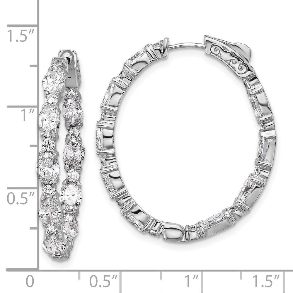 14K White Gold 5 1/4 carat Lab Grown Diamond VS+ F+ Oval and Round Complete In and Out Hoop Earrings
