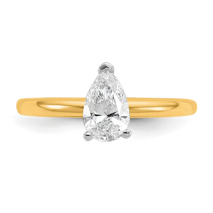 14K Two-Tone Gold Two-tone 3/4 carat Lab Grown Diamond VS+ F+ Pear Solitaire Complete Engagement Ring