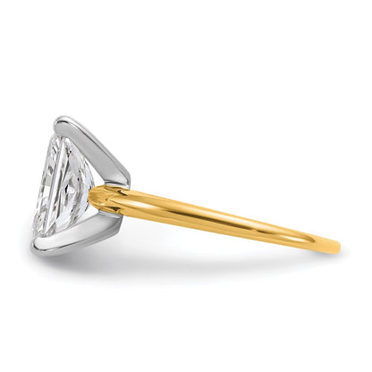 14K Two-Tone Gold Two-tone 3 carat Certified Lab Grown Diamond VS+ F+ Radiant Solitaire Complete Engagement Ring