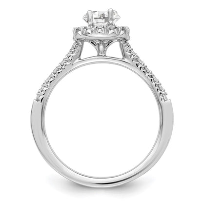 True Origin 14K White Gold 1/3 carat Lab Grown Diamond VS+ F+ Semi-Mount Oval Halo Engagement Ring