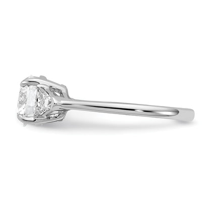 14K White Gold 2 carat Certified Lab Grown Diamond VS/SI+ G+ Round and Triangle Complete Three Stone Engagement Ring