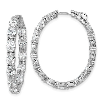 14K White Gold 8 5/8 carat Lab Grown Diamond VS/SI+ G+ Oval and Round Complete In and Out Hoop Earrings