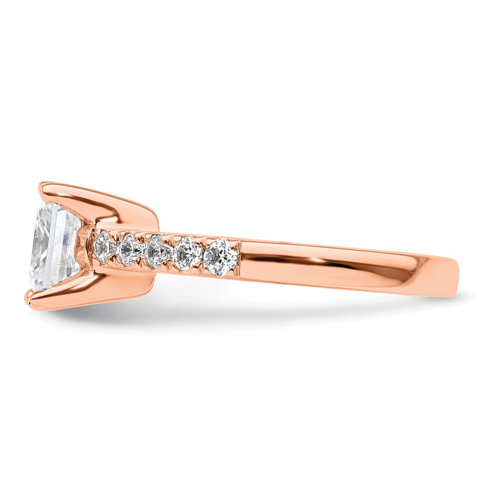 True Origin 14K Rose Gold 3/8 carat Lab Grown Diamond VS+ F+ Semi-Mount Princess Engagement Ring