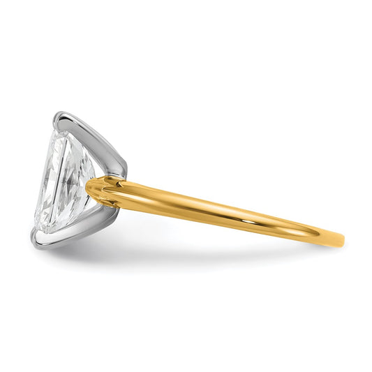 14K Two-Tone Gold Two-tone 2 1/2 carat Lab Grown Diamond VS+ F+ Radiant Solitaire Complete Engagement Ring